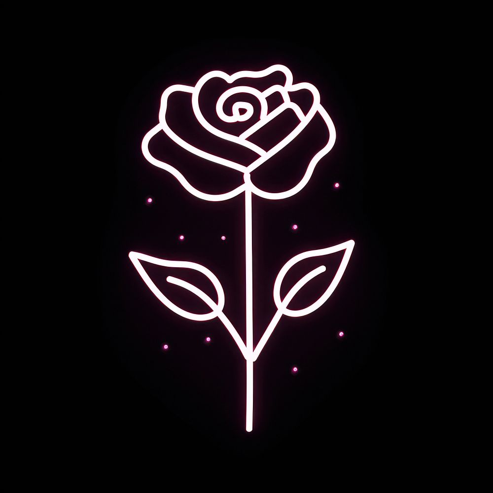 Rose icon neon astronomy lighting.
