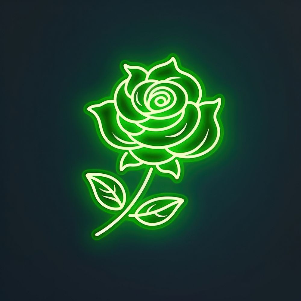Rose icon neon blackboard light.