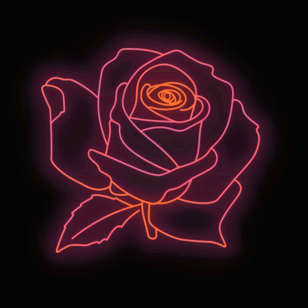 Rose icon neon blackboard astronomy.