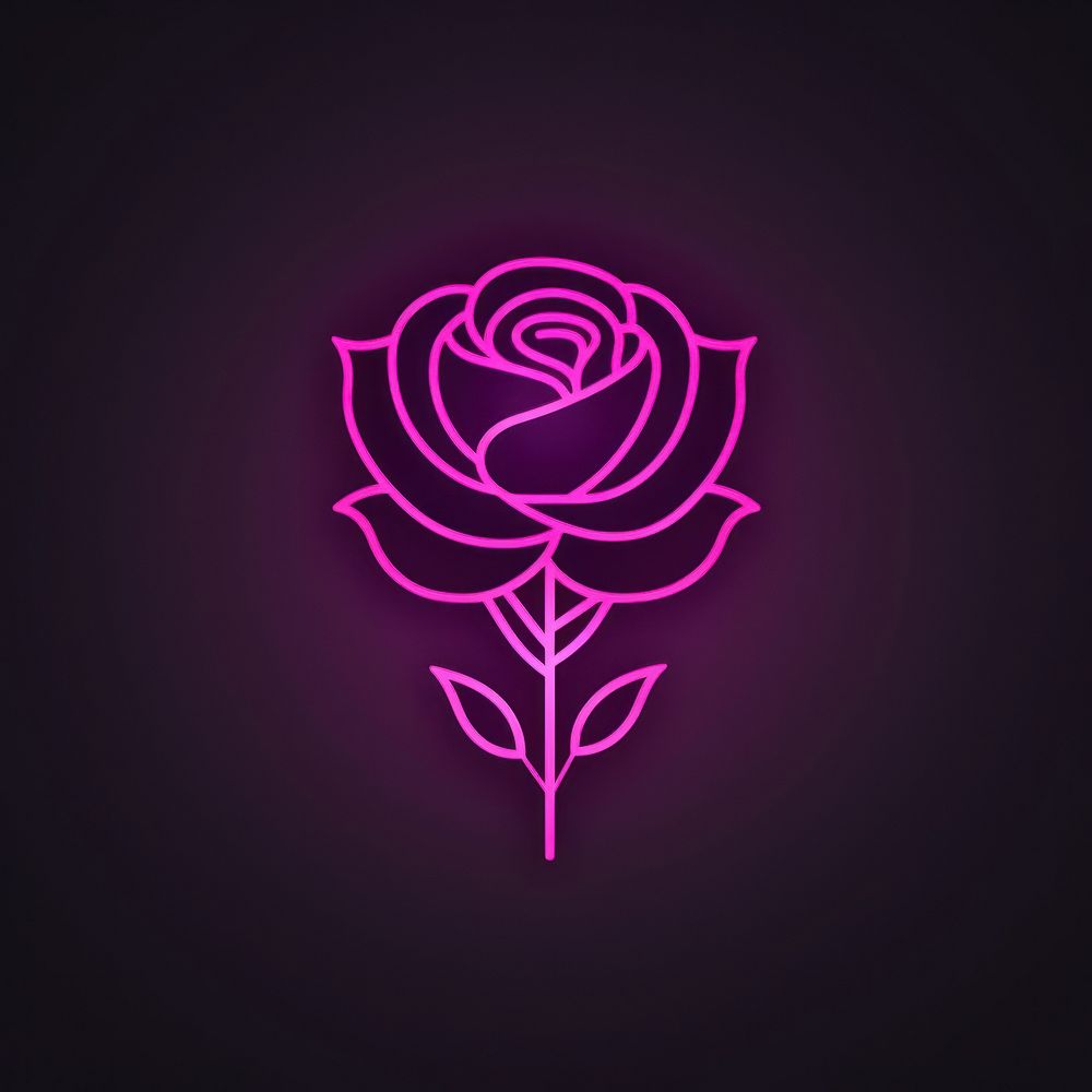 Rose icon neon purple light.