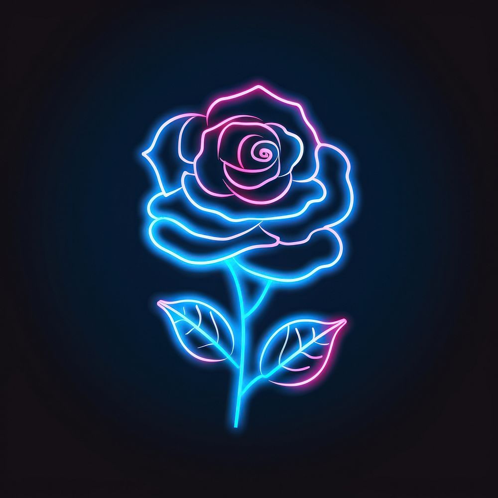 Rose icon neon light.
