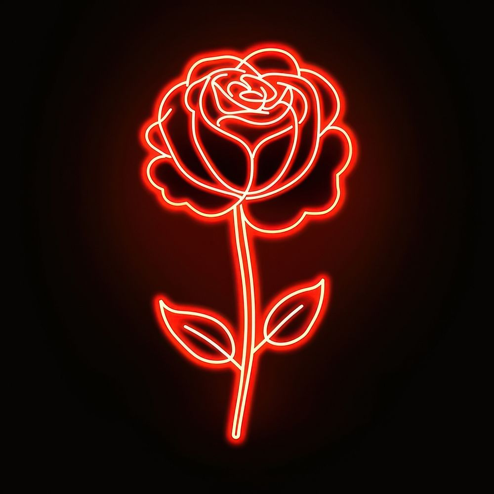 Rose icon neon light.
