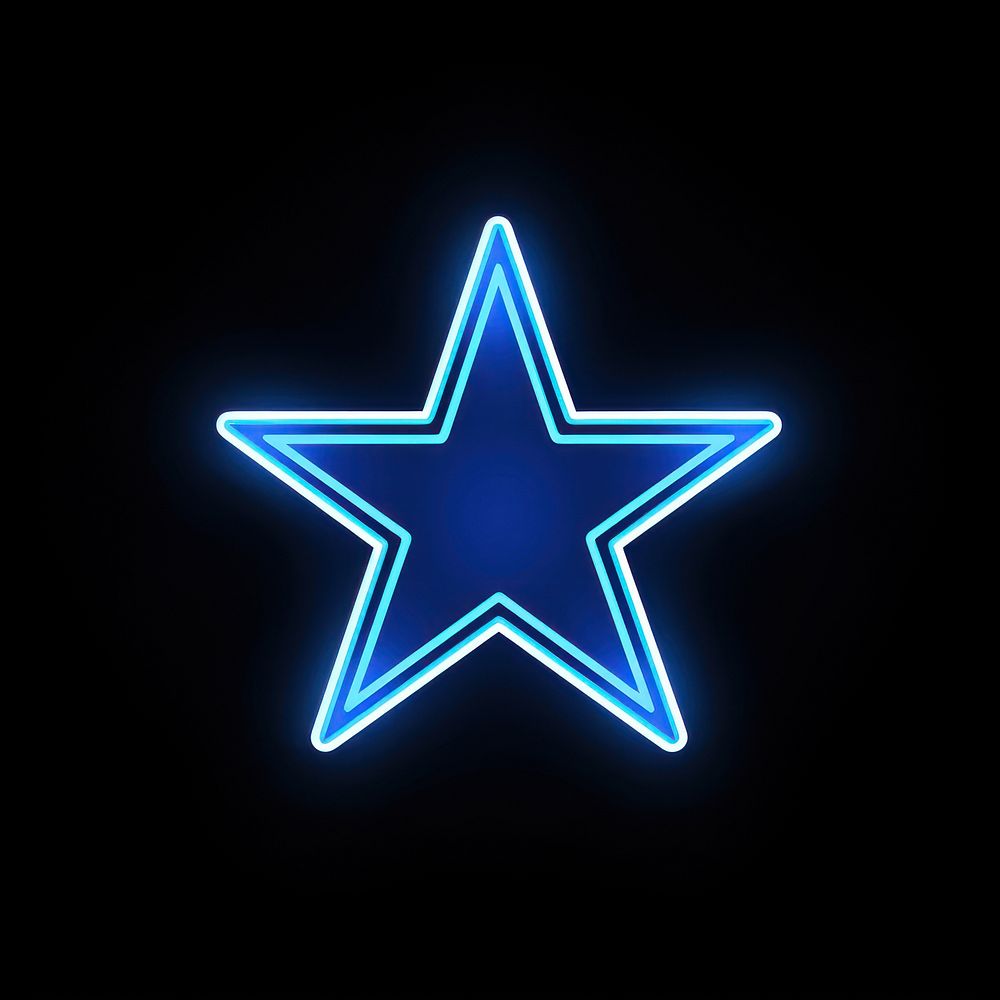 Star icon neon symbol light.