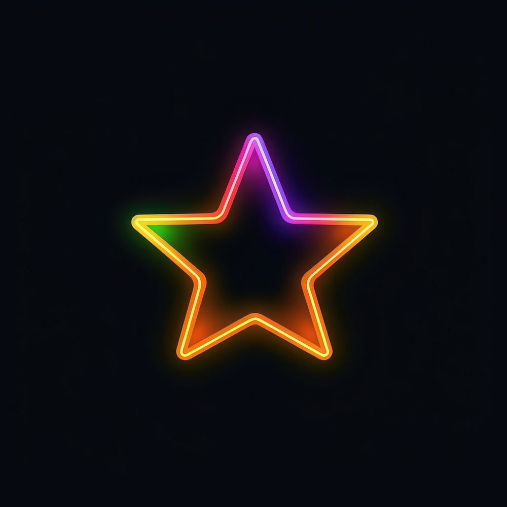 Star icon neon lighting outdoors.