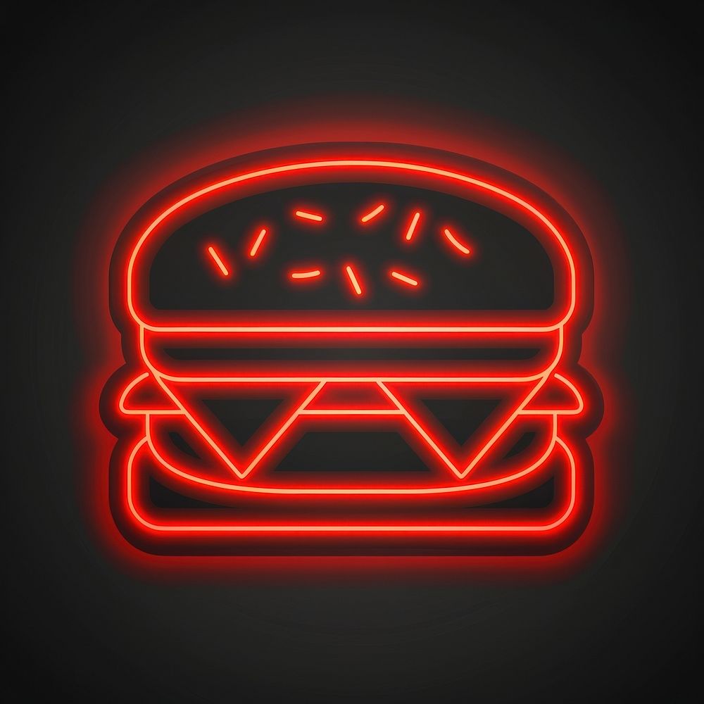 Sandwich icon neon machine light.