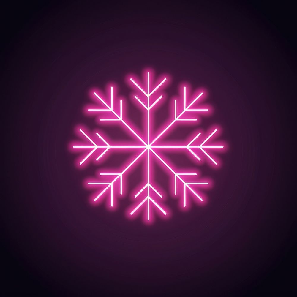 Snowflake icon pink neon chandelier.