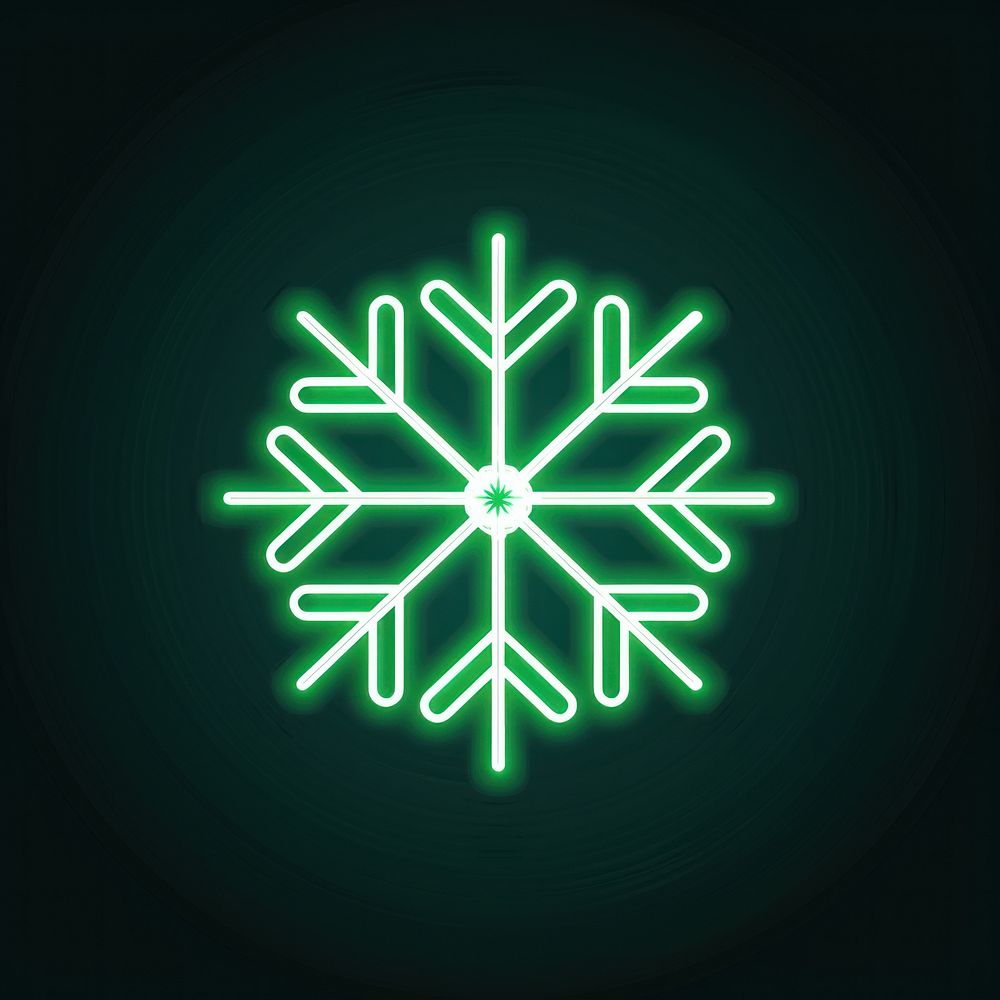Snowflake icon neon blackboard outdoors.