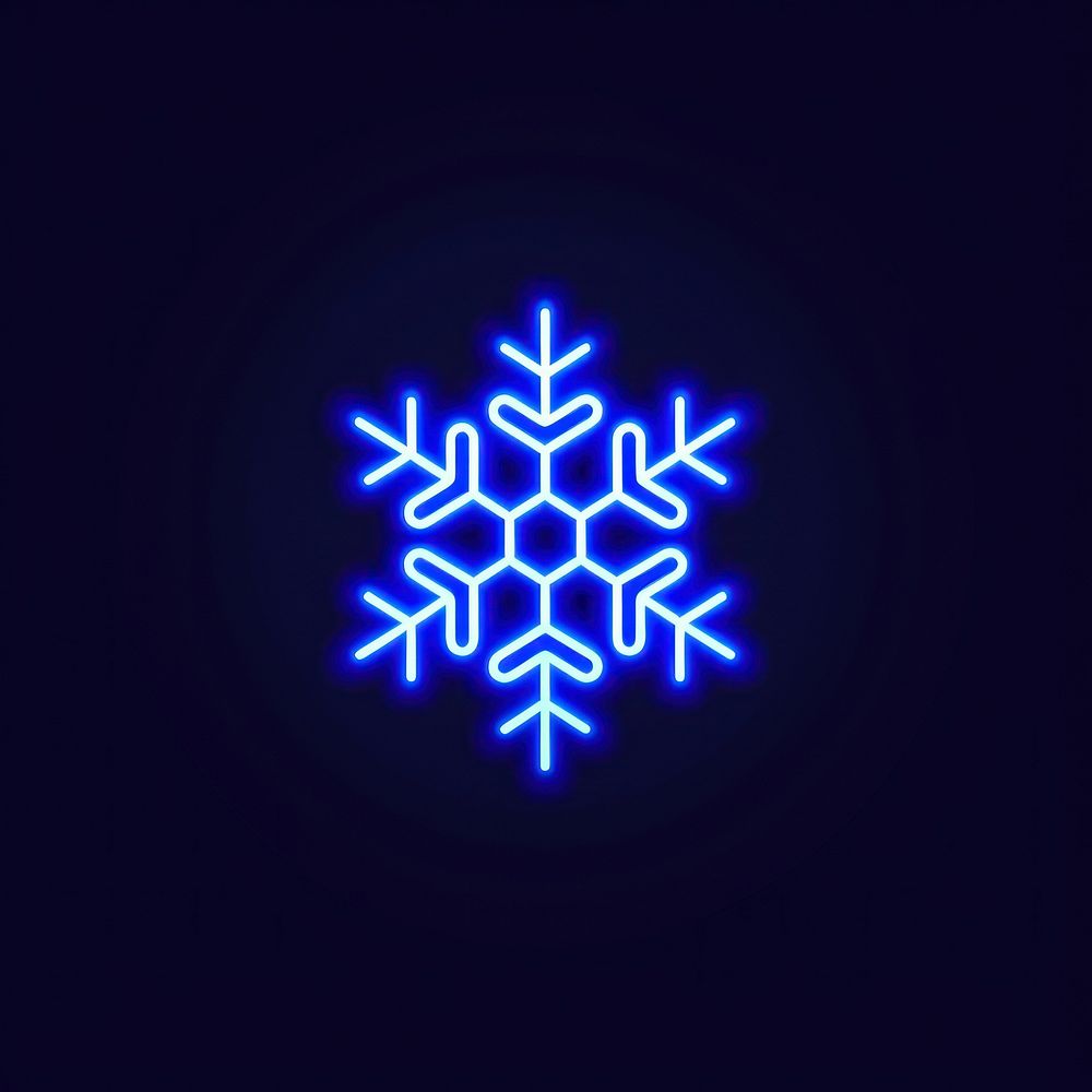 Snowflake icon blue neon outdoors.