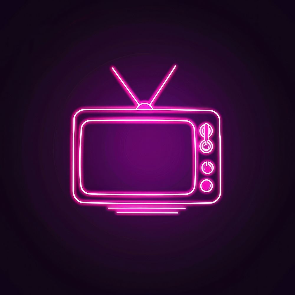 Tv icon purple neon electronics.