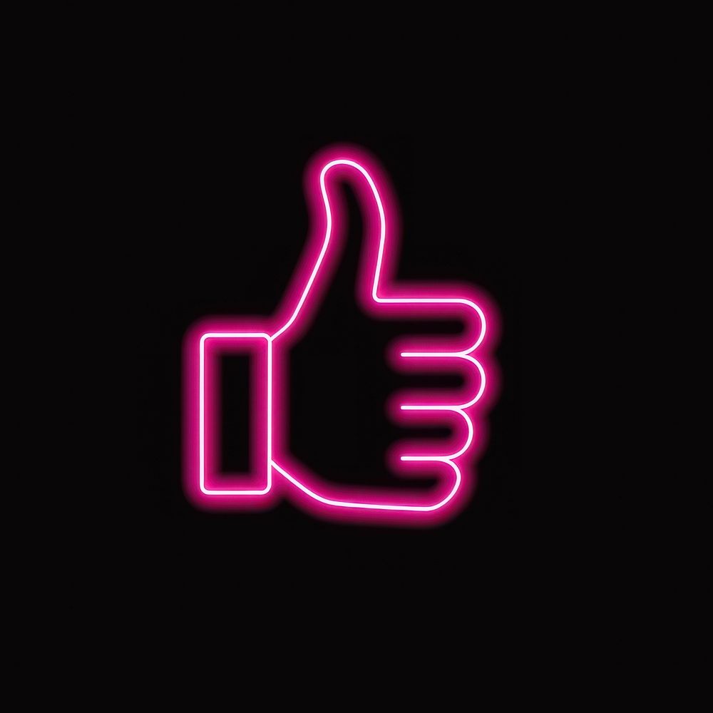 Thumbs up icon neon ketchup light.