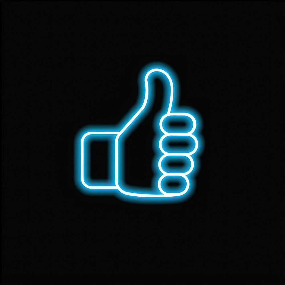 Thumbs up icon neon light.