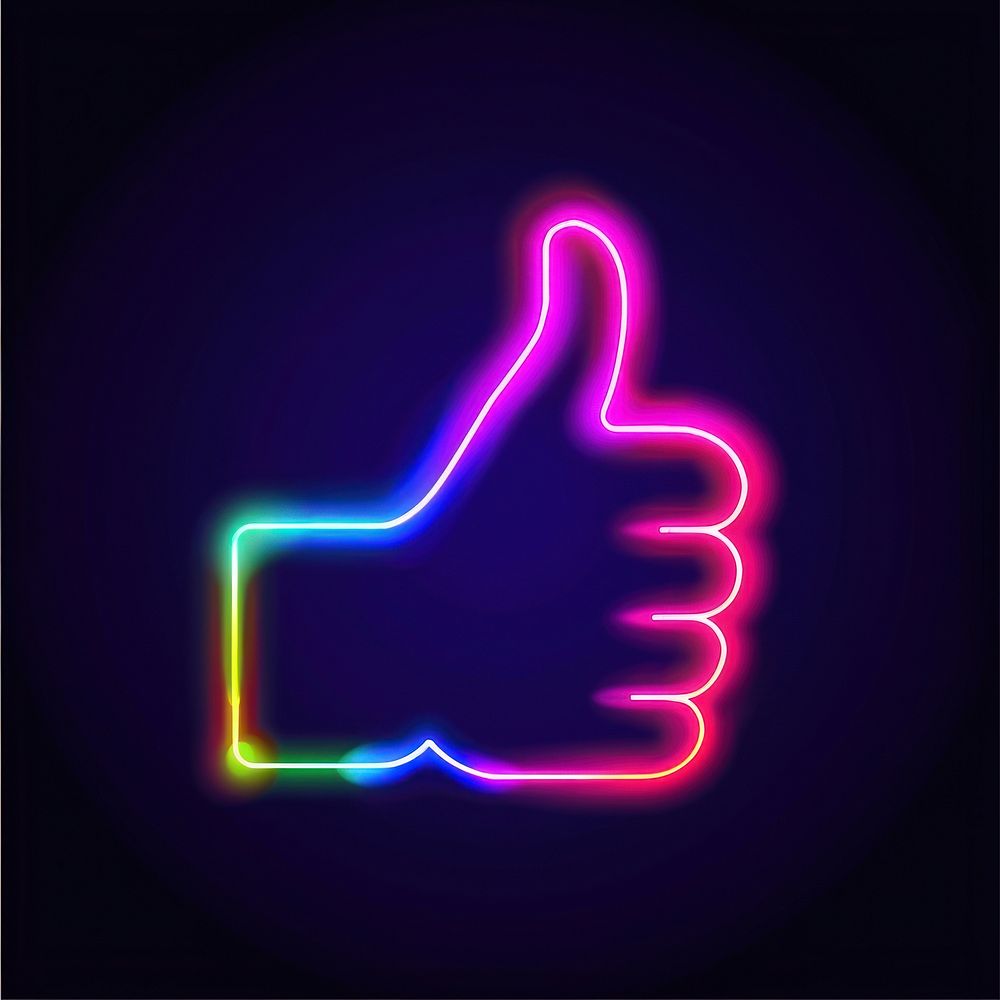 Thumbs up icon neon astronomy outdoors.