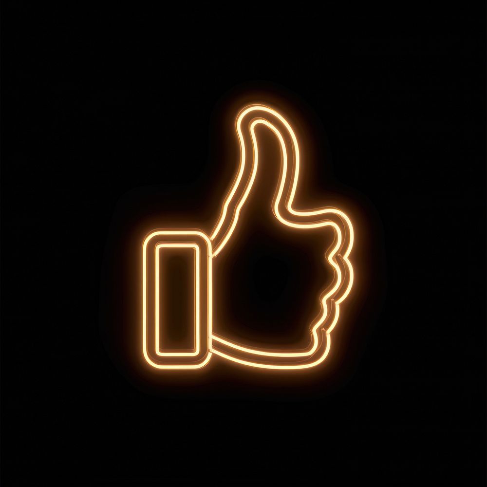 Thumbs up icon neon astronomy lighting.