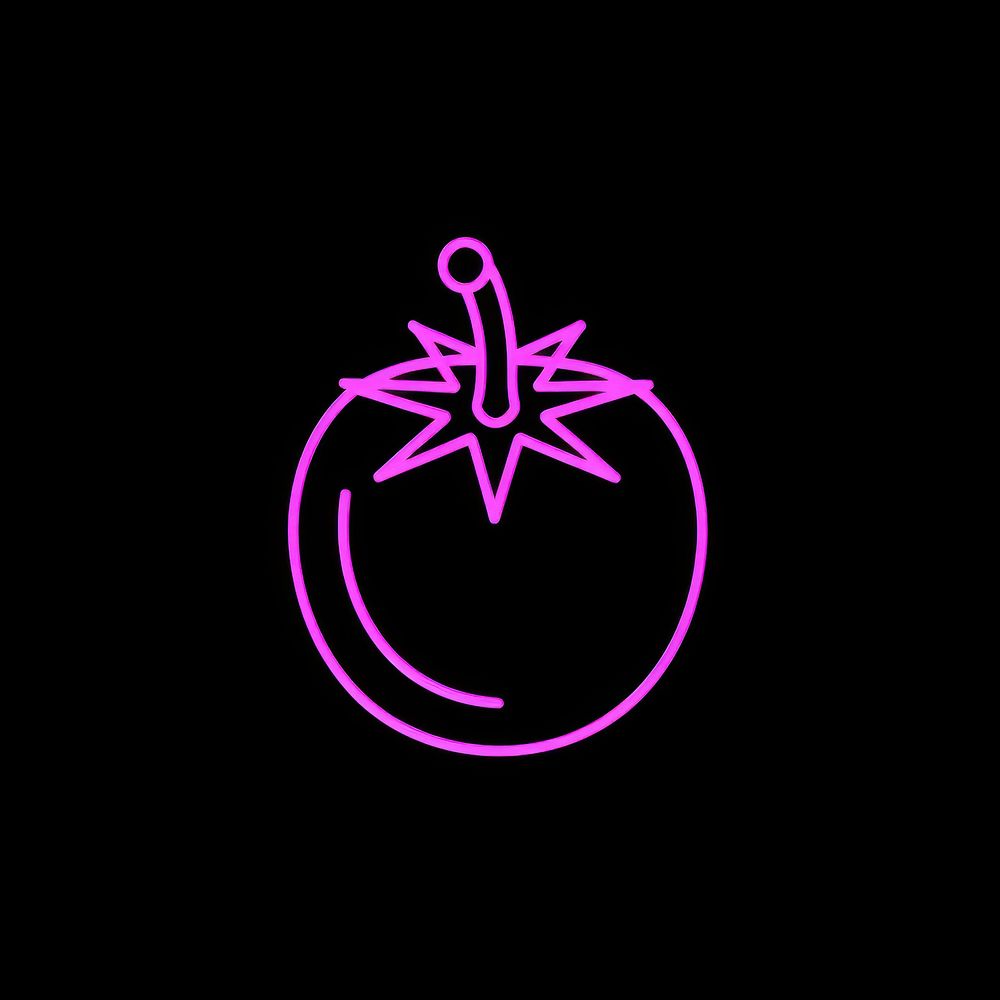 Tomato icon purple neon light.