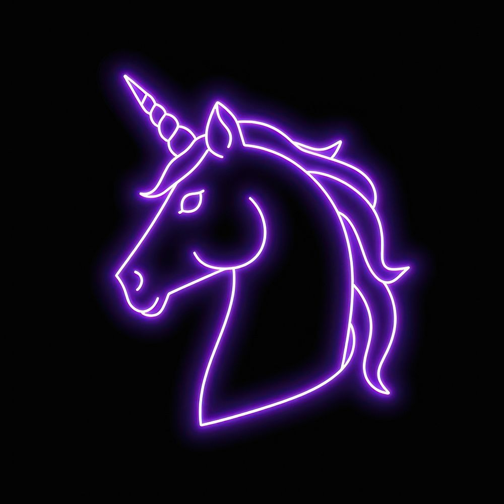 Unicorn icon purple neon astronomy.
