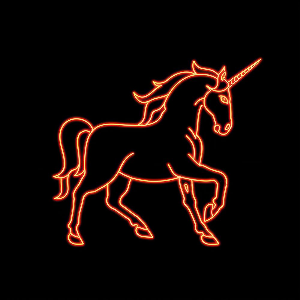Unicorn icon neon ketchup animal.