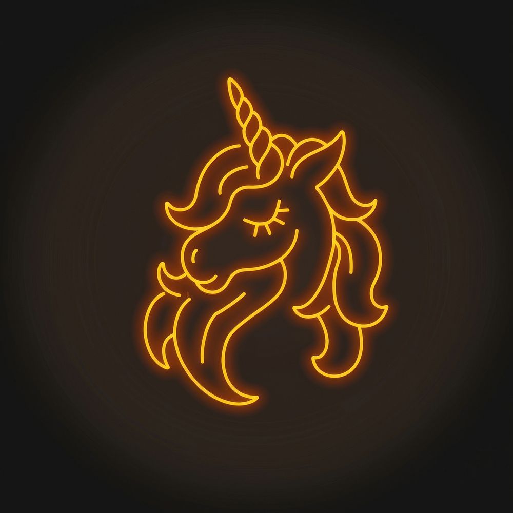 Unicorn icon neon fireworks bonfire.