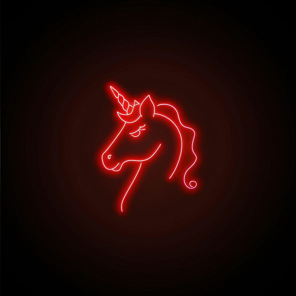 Unicorn icon neon ketchup light.