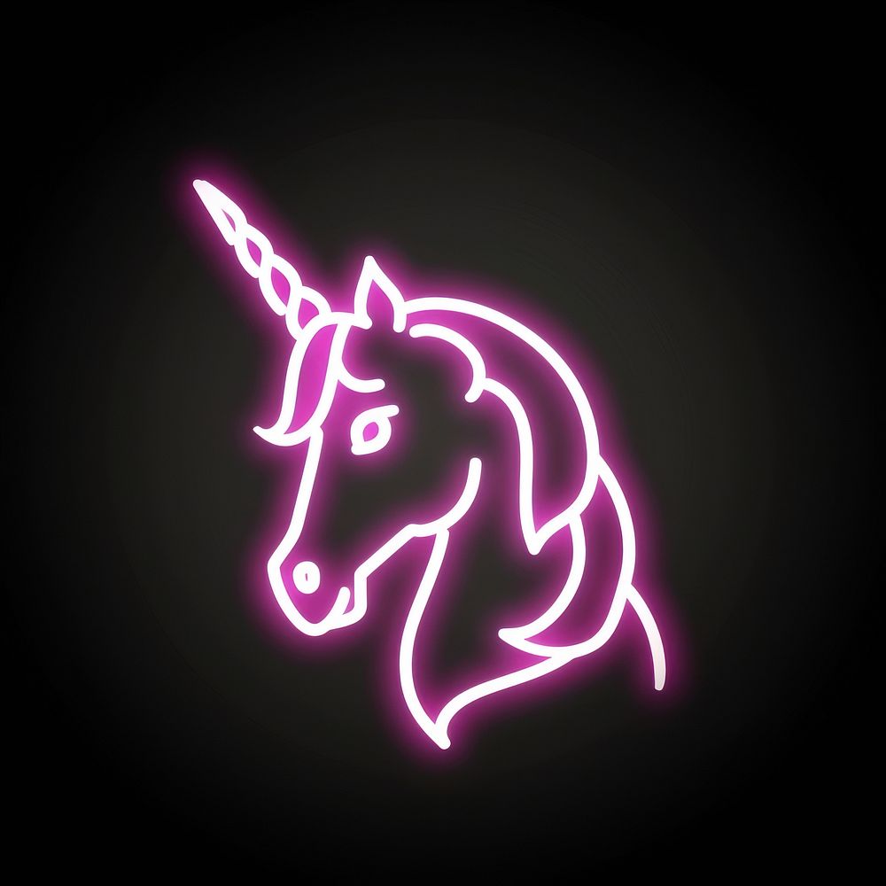 Unicorn icon neon astronomy lighting.