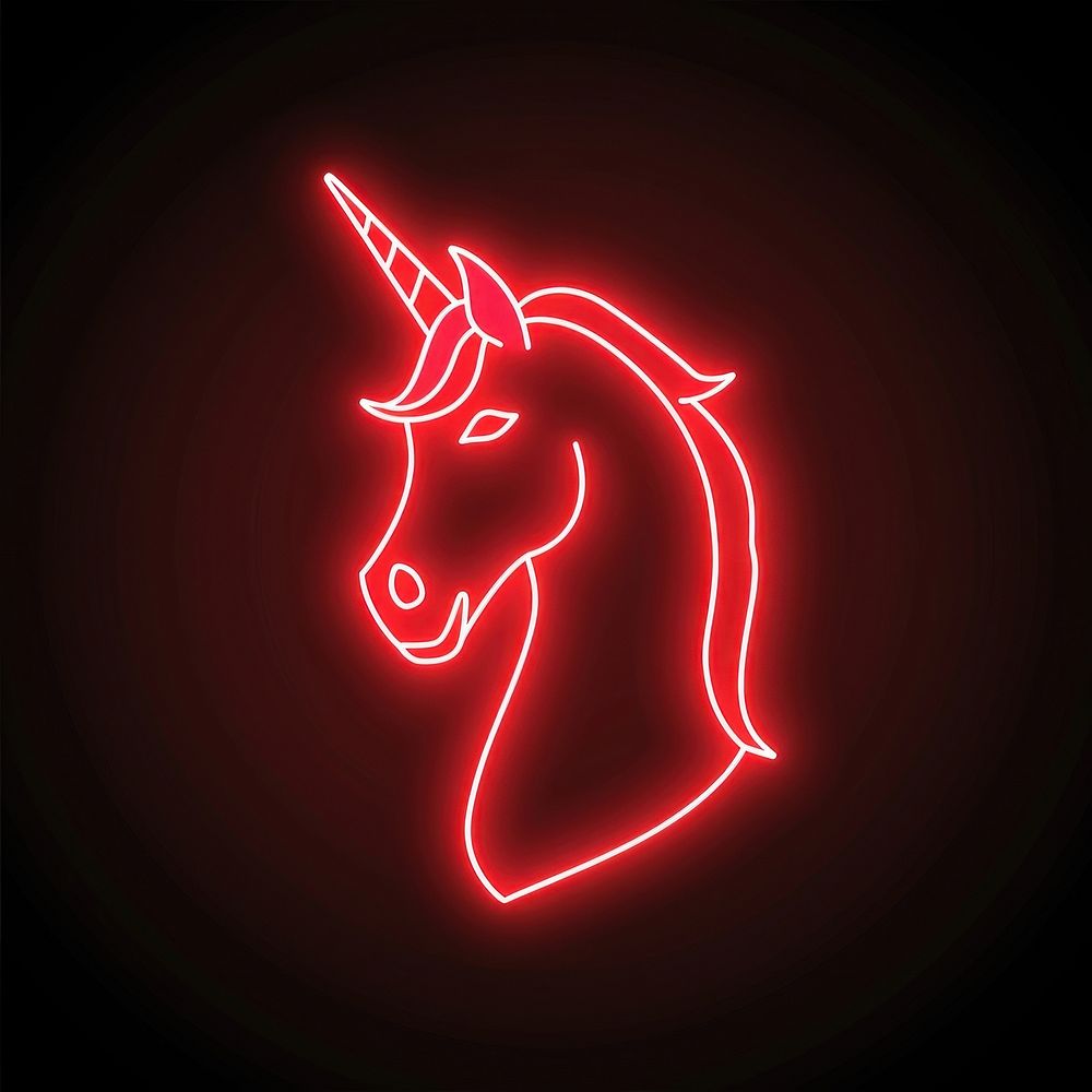 Unicorn icon neon ketchup light.