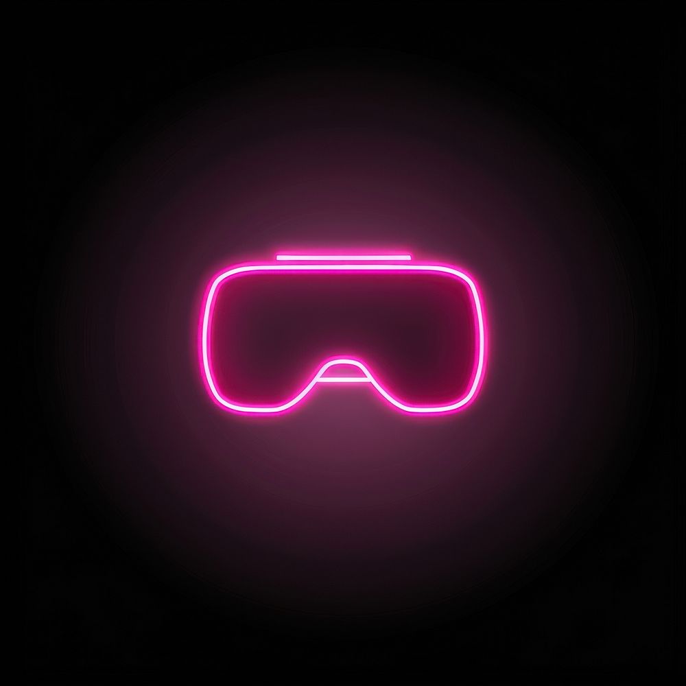 VR icon neon purple light.