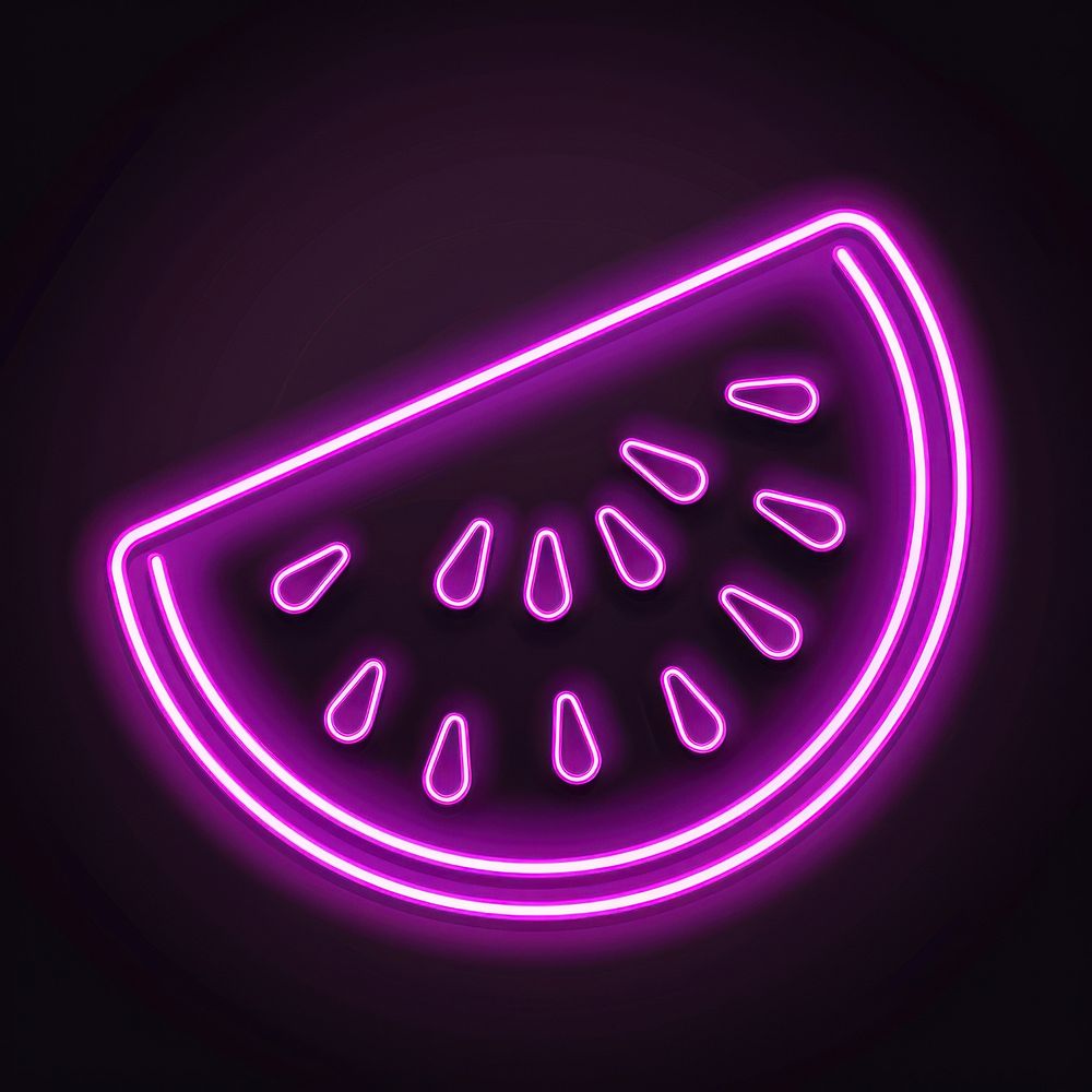 Watermelon icon neon light disk.