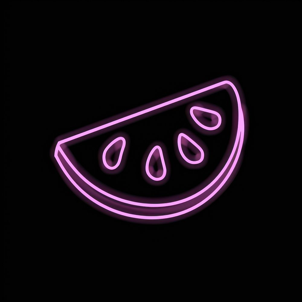 Watermelon icon neon purple light.