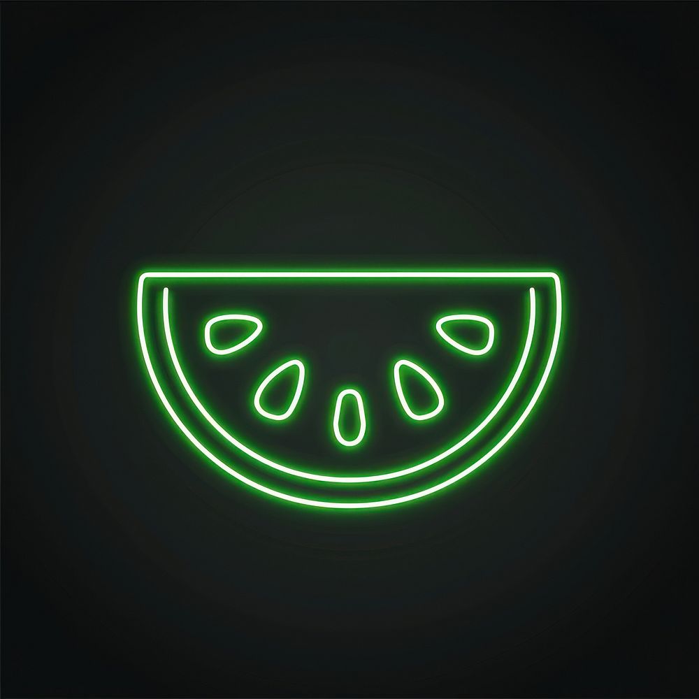 Watermelon icon neon light logo.