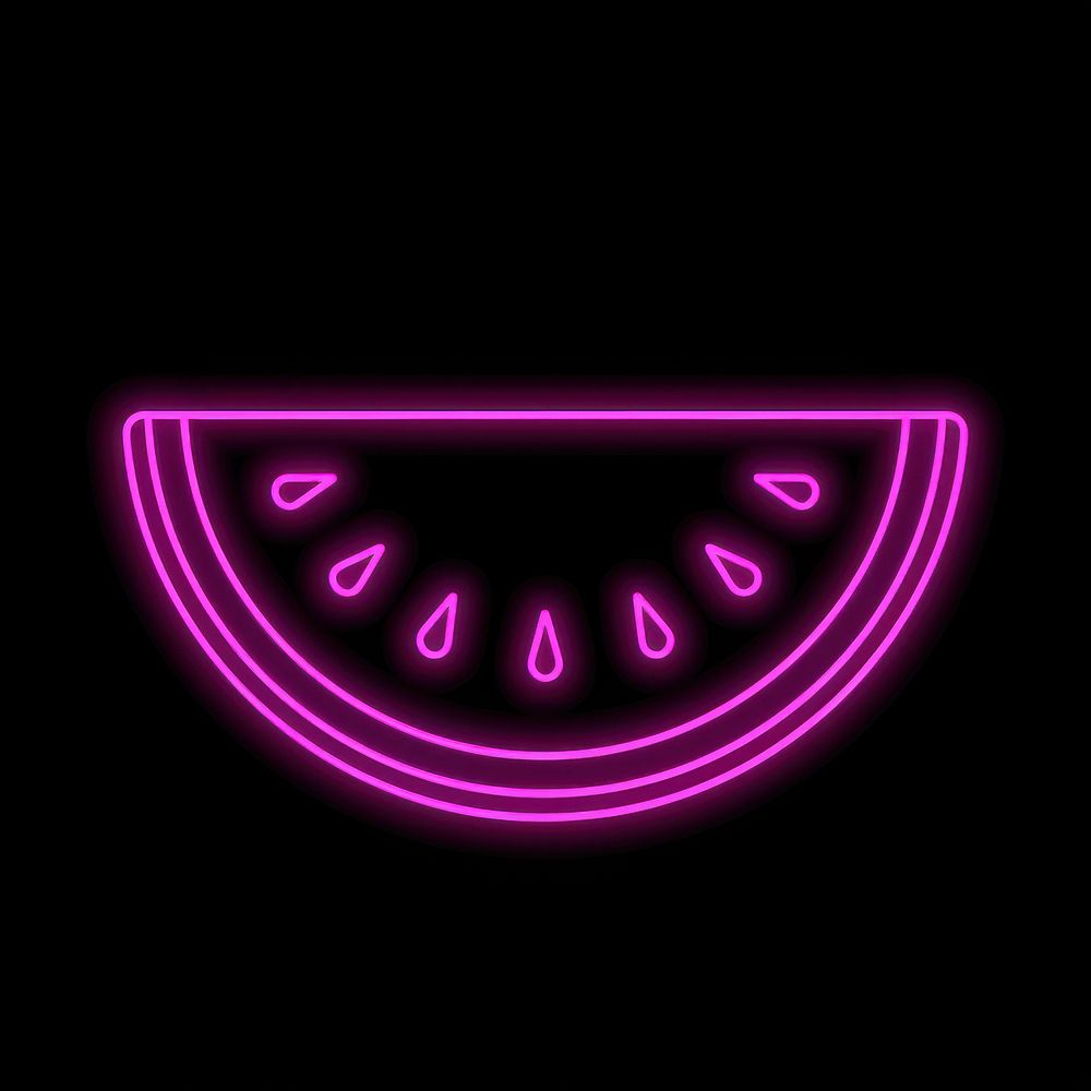 Watermelon icon neon purple light.