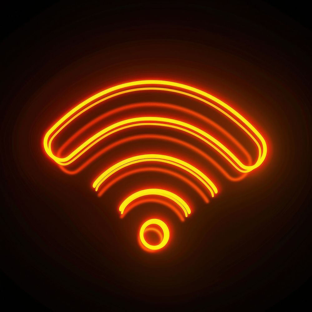Wifi icon neon light disk.