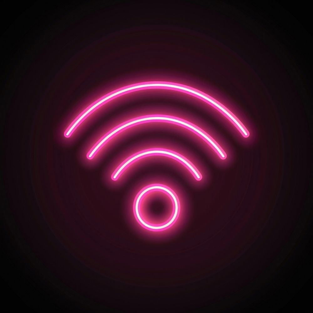 Wifi icon neon spiral purple.