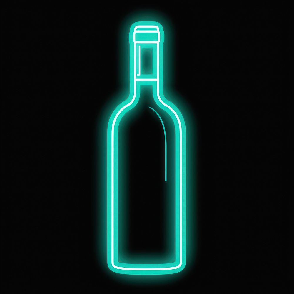 Wine bottle icon neon light.
