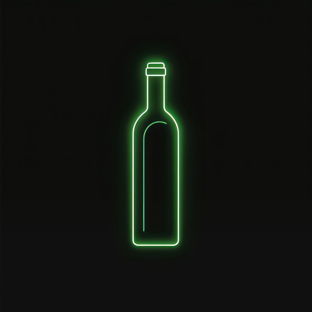 Wine bottle icon green neon beverage.