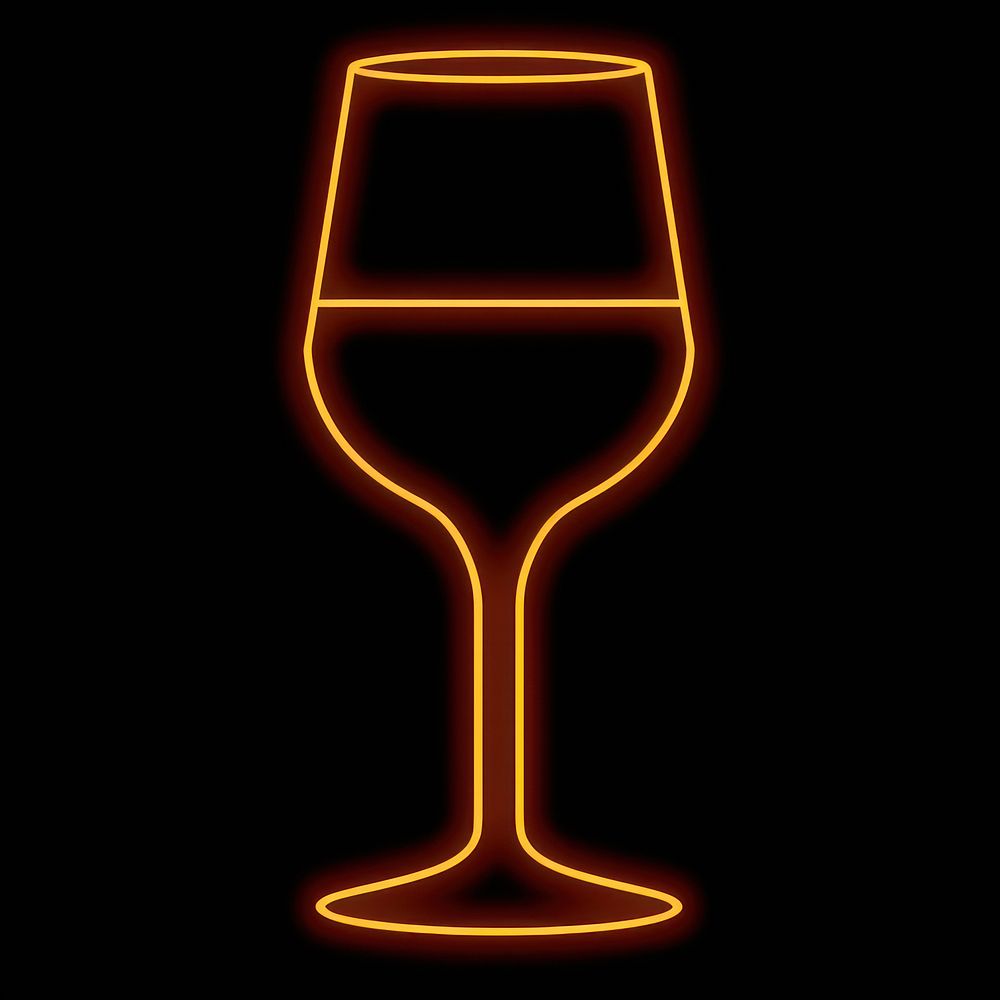 Wine glass icon neon beverage alcohol.
