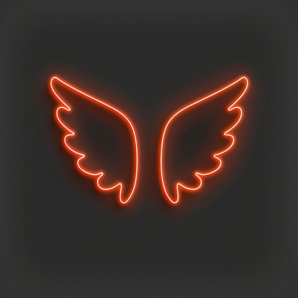 Wings icon neon light smoke pipe.