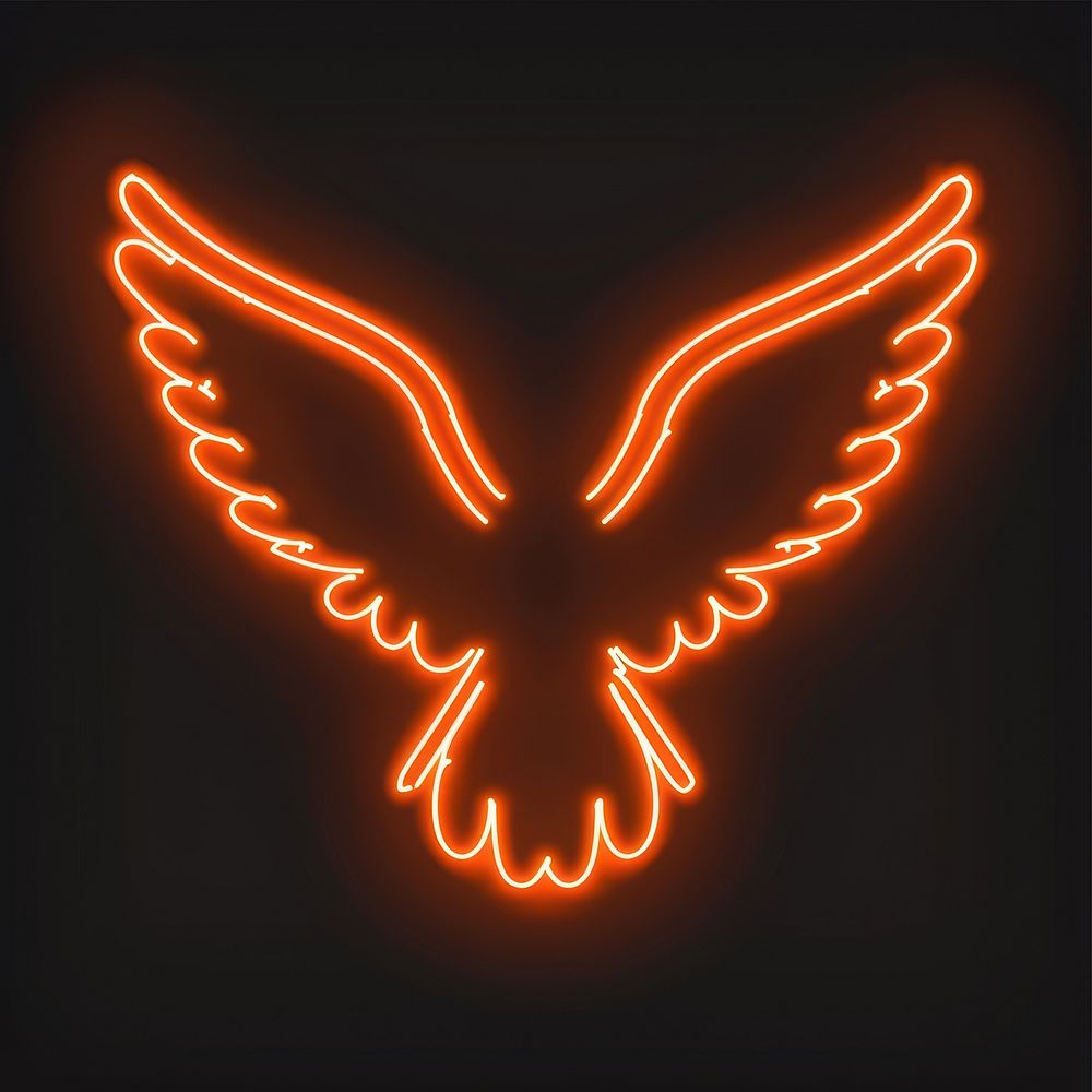 Wings icon neon ketchup light.