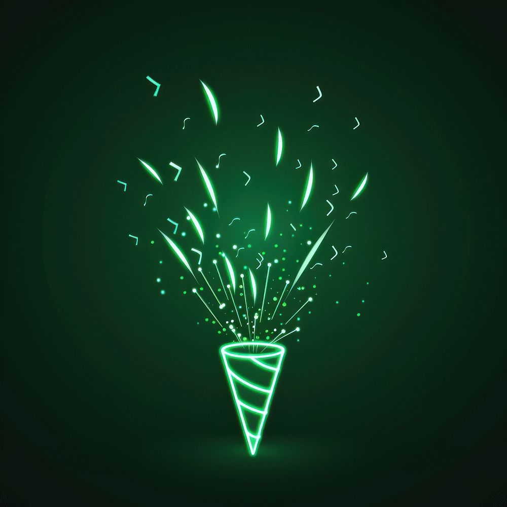 3d icon party popper green blackboard fireworks.