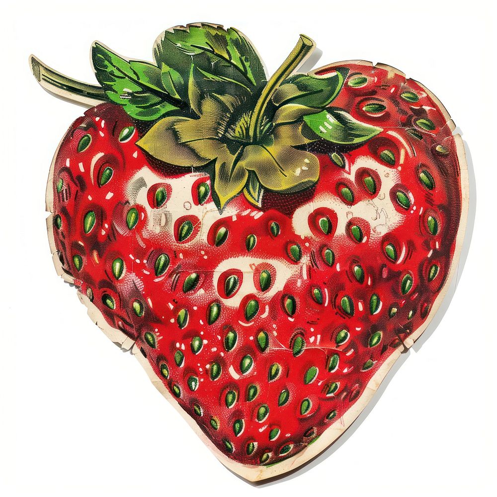 Strawberry shape collage cutouts strawberry fruit plant.