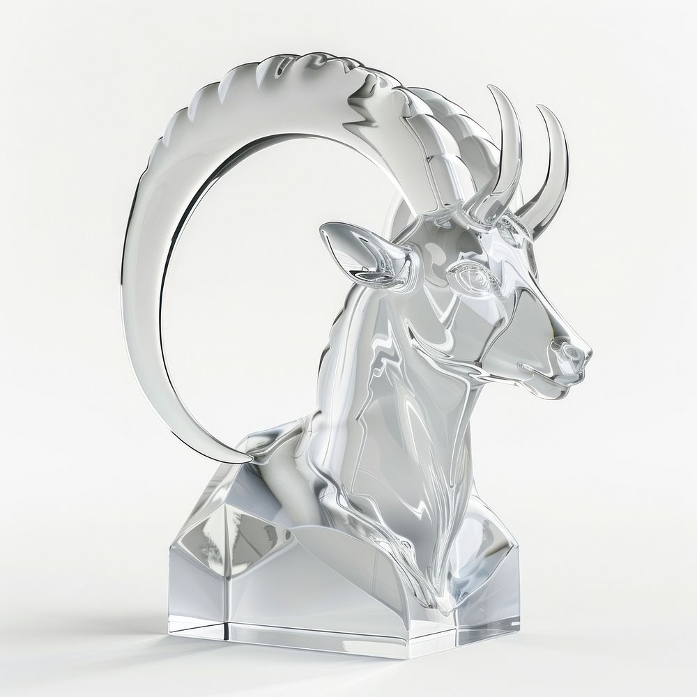 Capricornus zodiac symbol livestock platinum silver.
