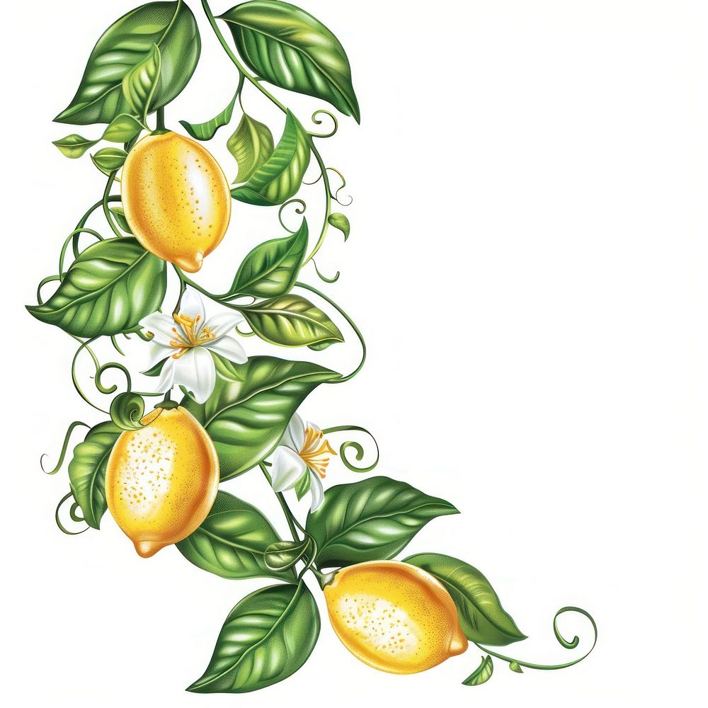 Lemon fruit plant herbs.