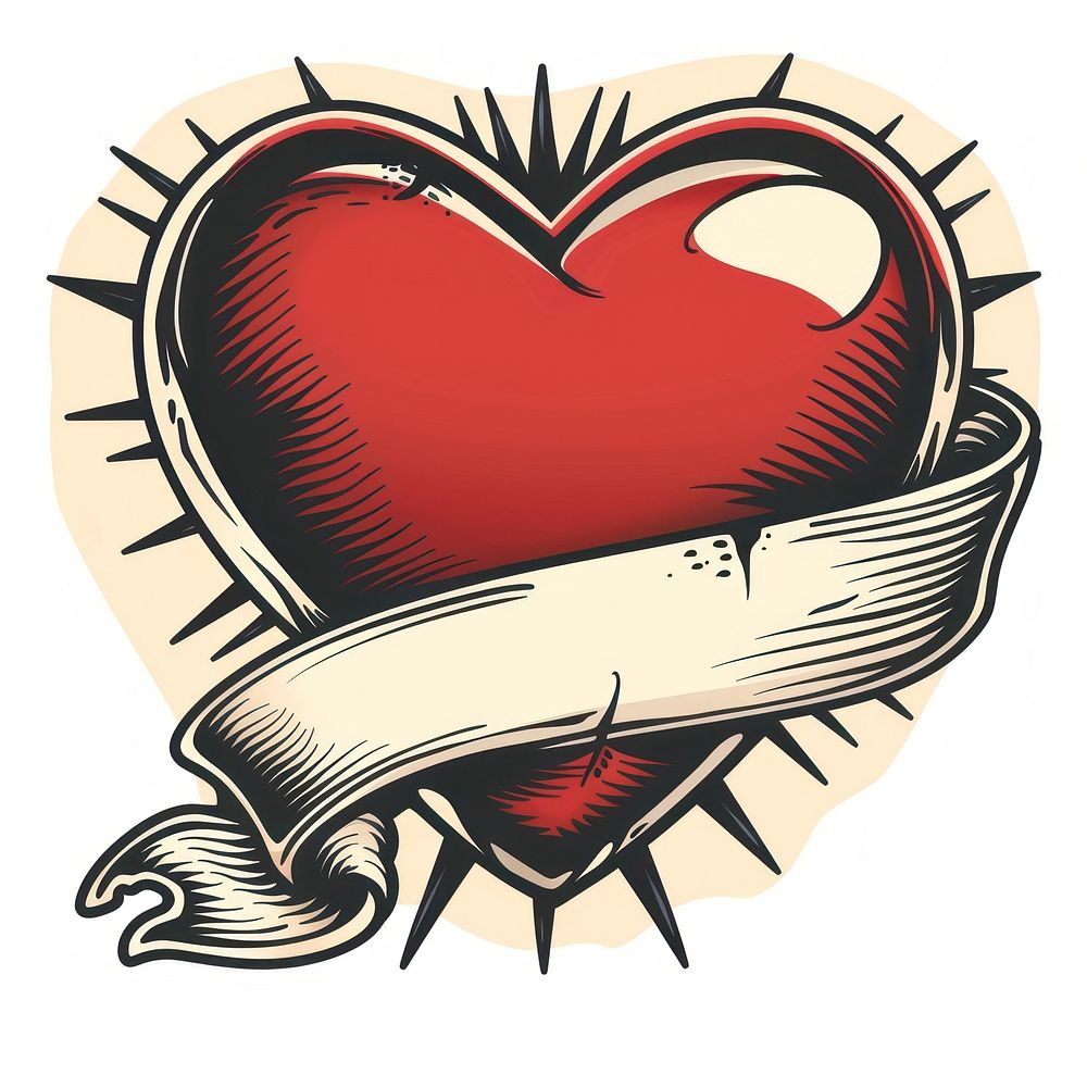 Tattoo illustration of heart animal symbol shark.