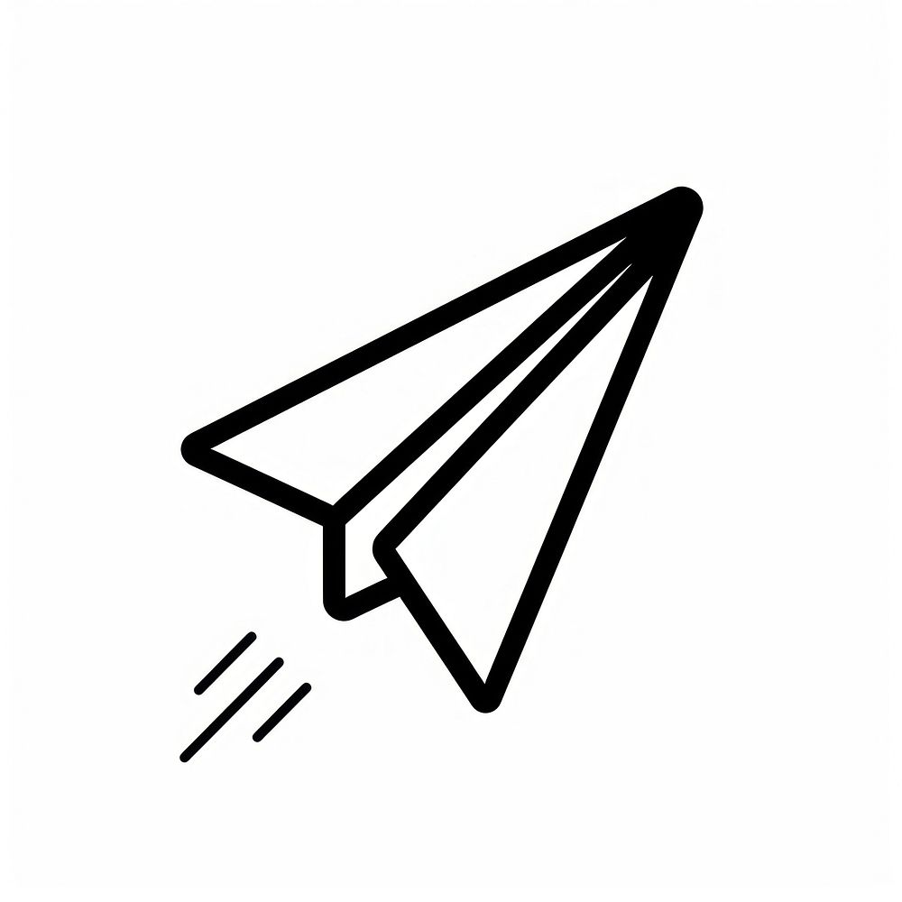 Paper plane white line arrowhead.