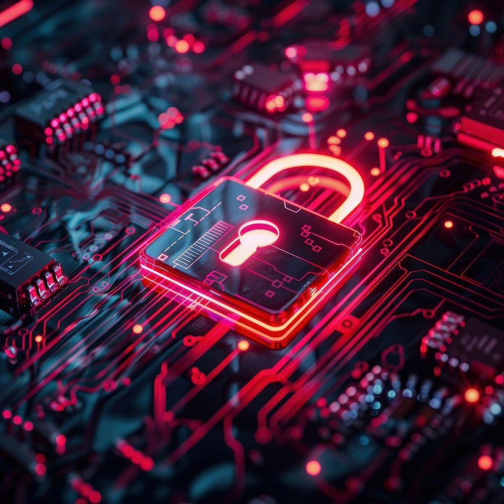 Lock neon icon security electronics hardware.