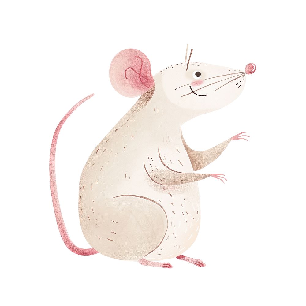 Cute white mouse animal illustration