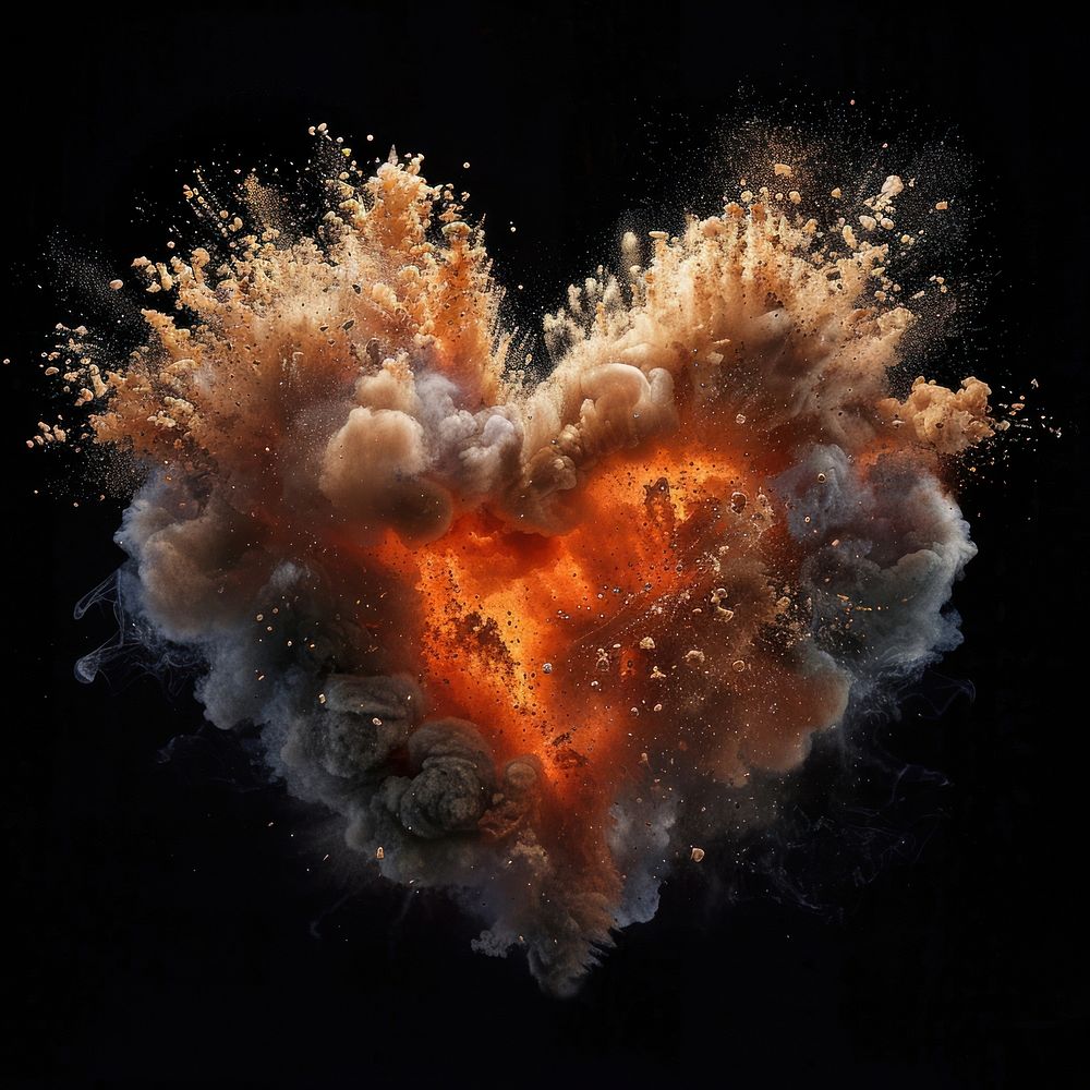 Dramatic explosion in heart shape astronomy fireworks universe.