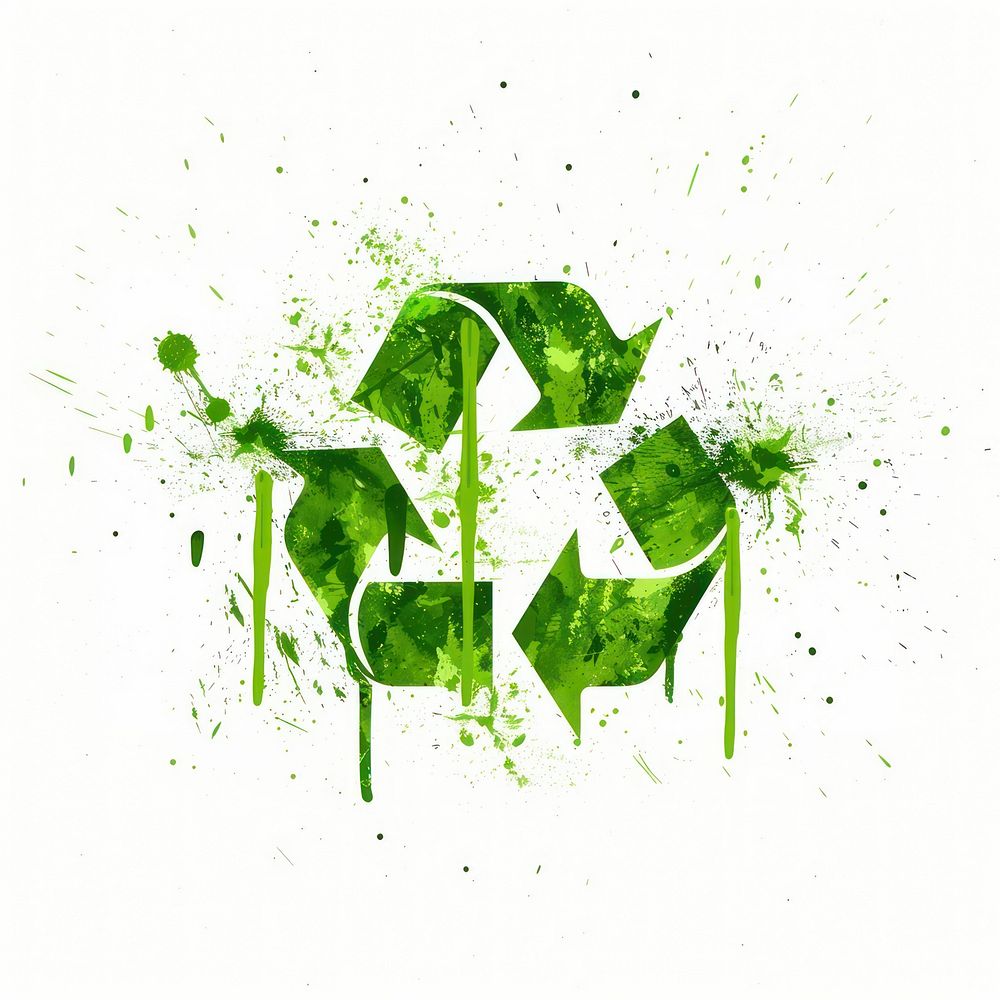 Graffiti green recycle icon symbol recycling symbol.