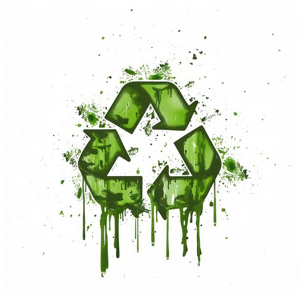 Graffiti green recycle icon symbol recycling symbol.