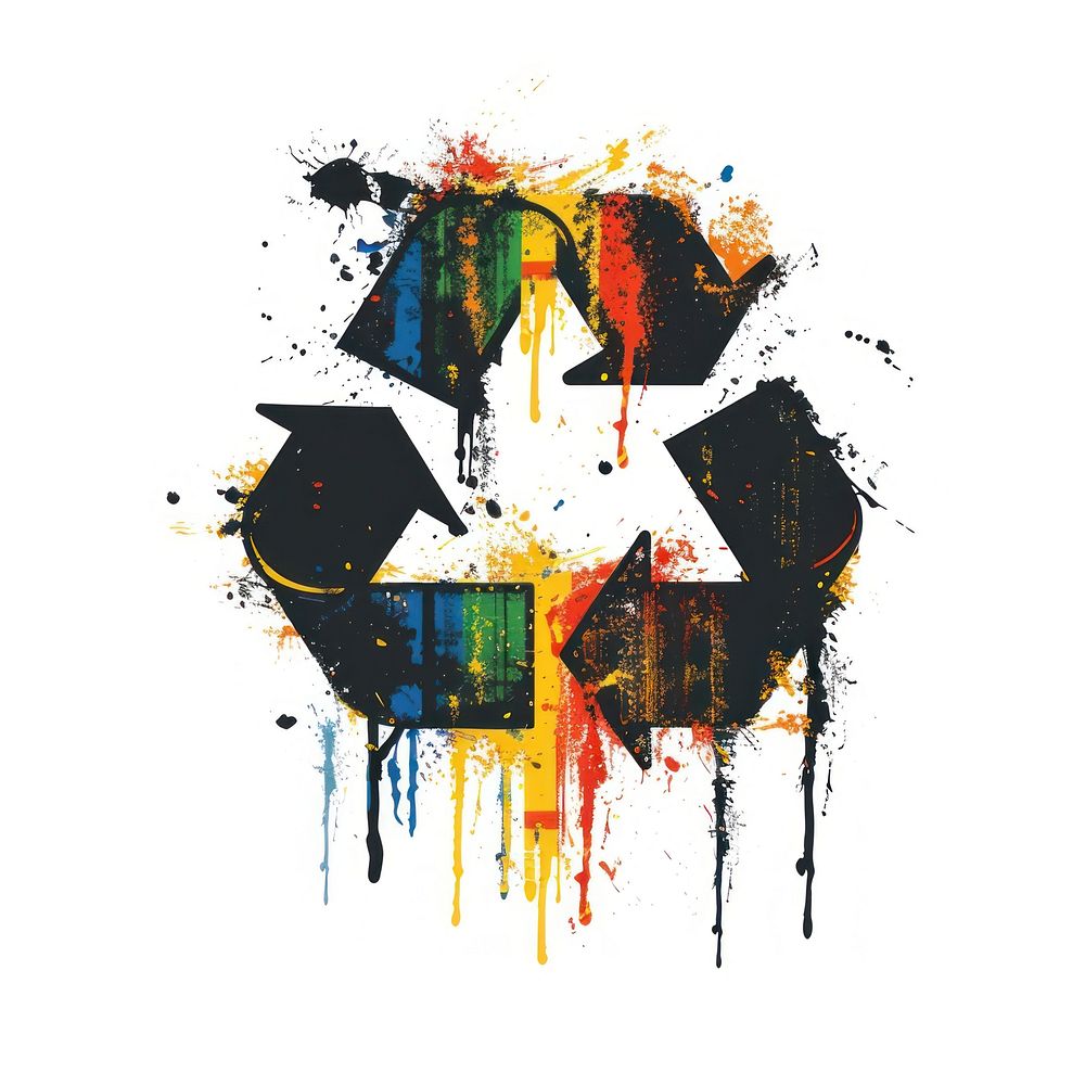 Graffiti recycle icon art collage symbol.
