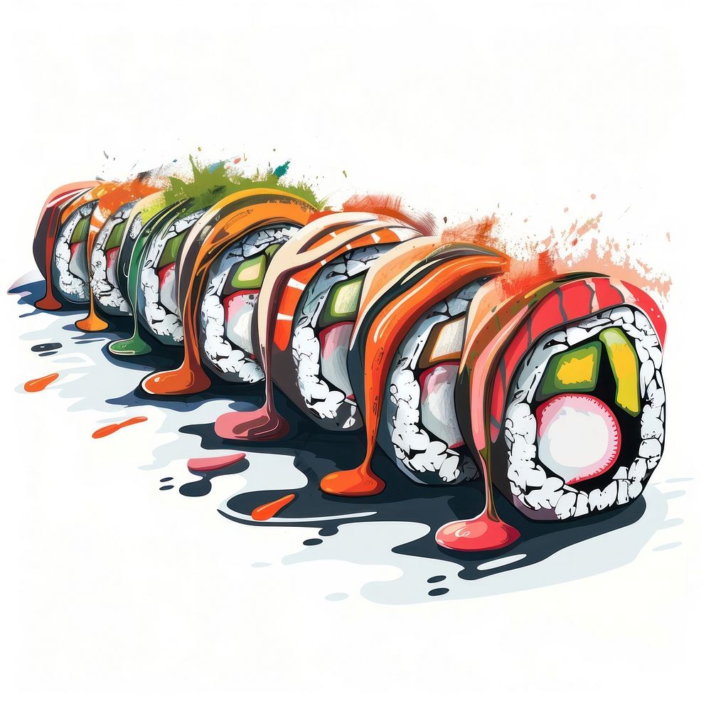 Graffiti sushi clothing produce apparel.