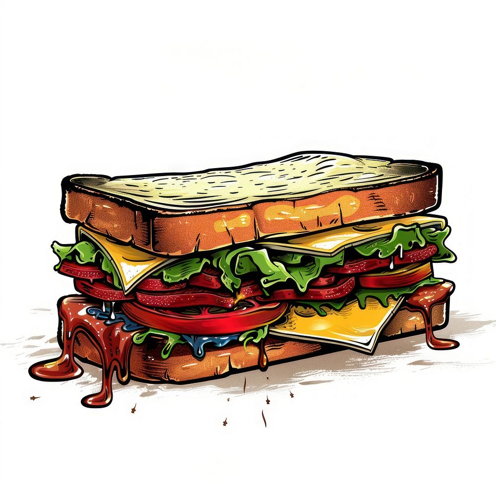 Graffiti sandwich burger lunch food.